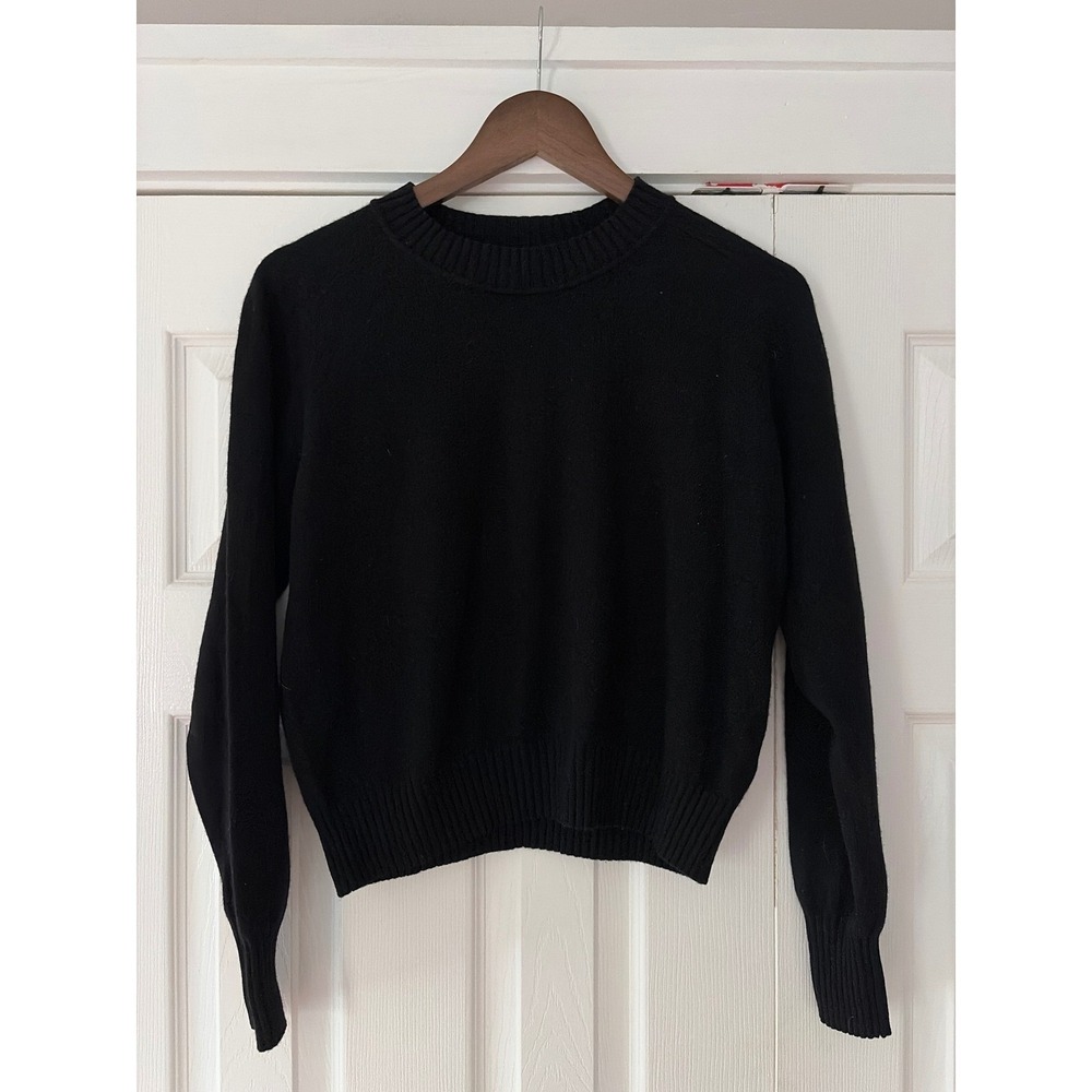 Everlane Black Recycled Cashmere Wool Crewneck Sweater Medium - Picture 2 of 6